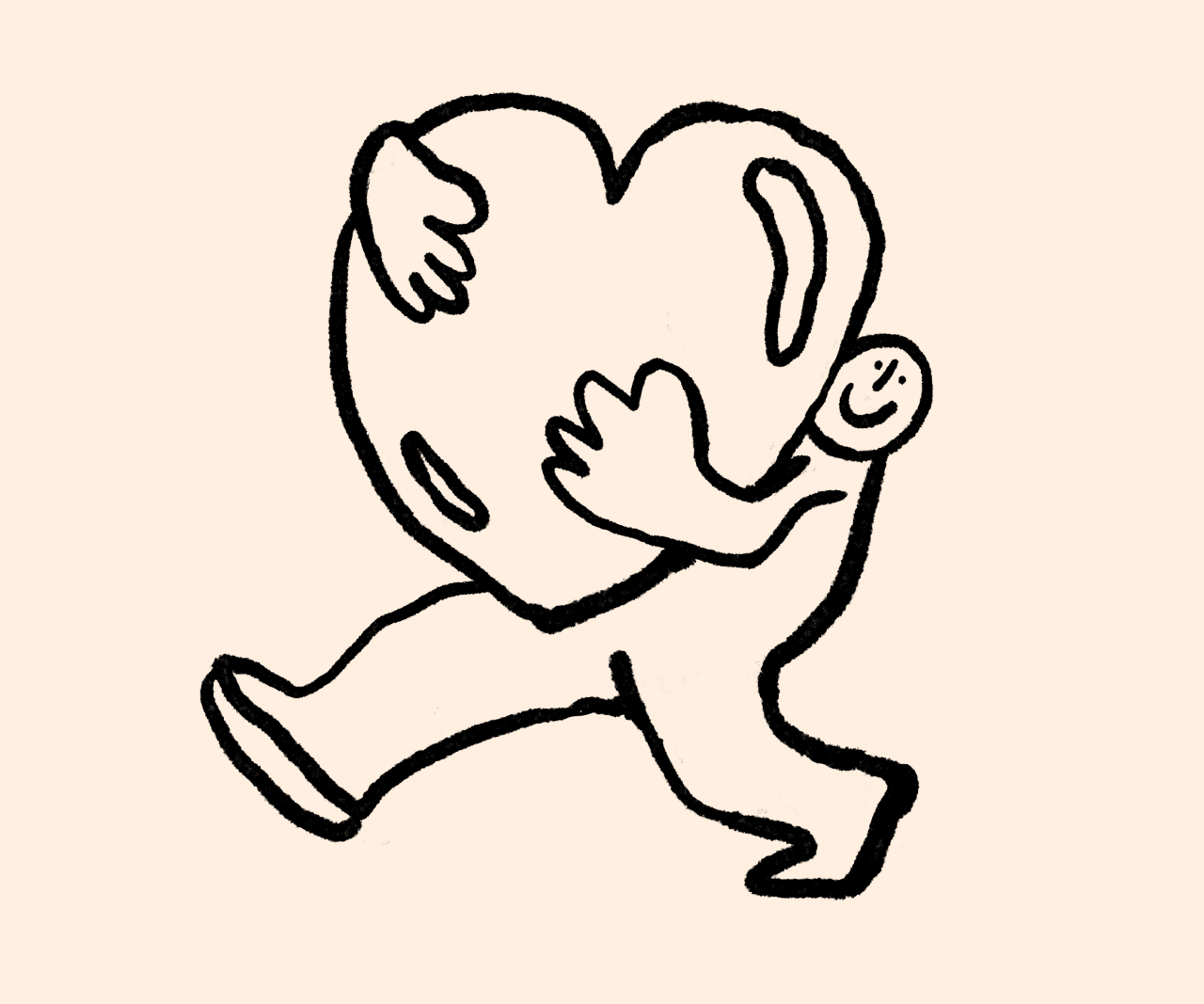 Illustration of person carrying a large heart.