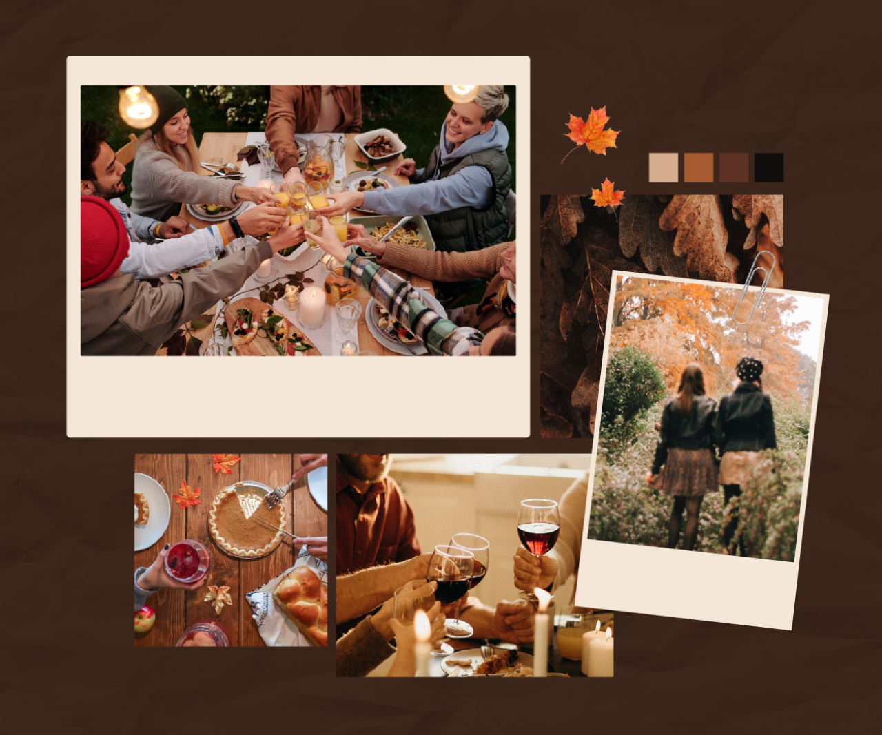 Multiple images from different fall parties.