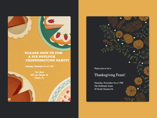 Two fall party invitations.